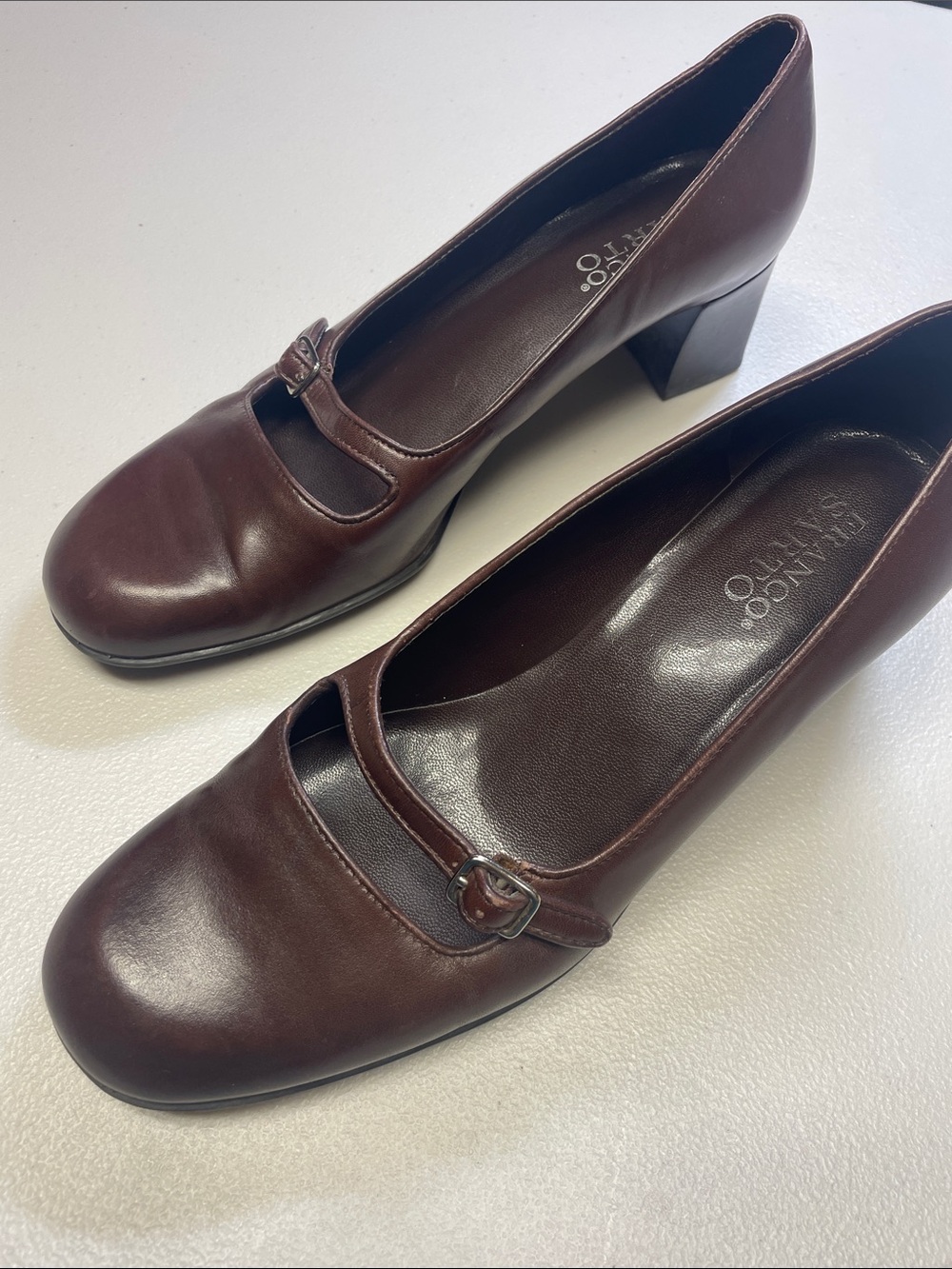 Franco Sarto Brown Leather Mary Jane Slip-On Loafers - Picture 2 of 7